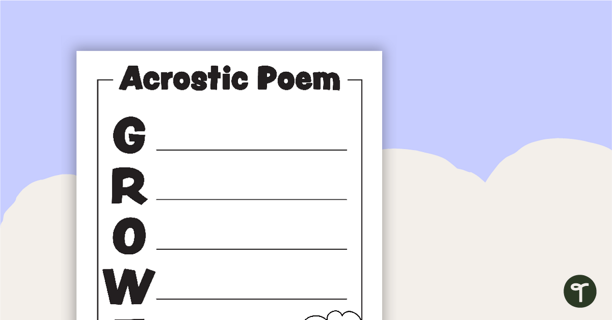 Acrostic Poem Template - GROWTH teaching resource