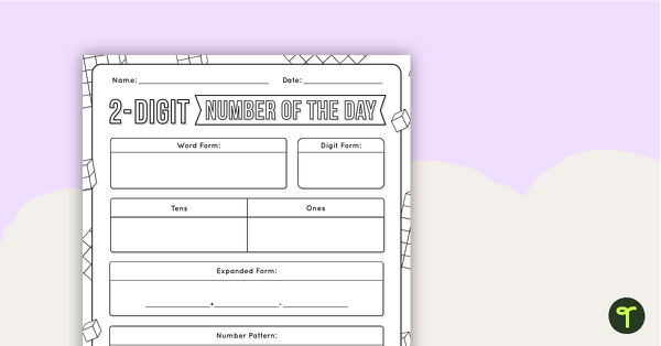 Preview image for 2-Digit Number of the Day Worksheet - teaching resource