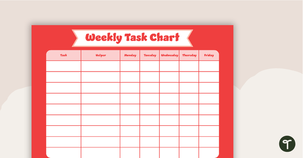 Plain Red - Weekly Task Chart teaching resource