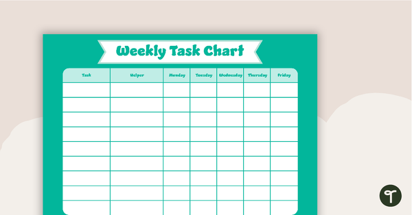 Plain Teal - Weekly Task Chart teaching resource