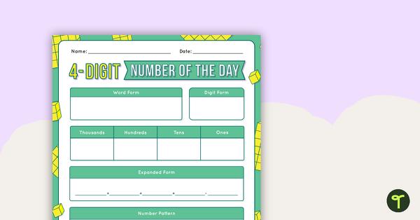 4-Digit Number of the Day Worksheet teaching resource