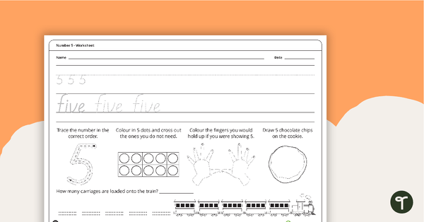 Preview image for Number Worksheet - 5 - teaching resource