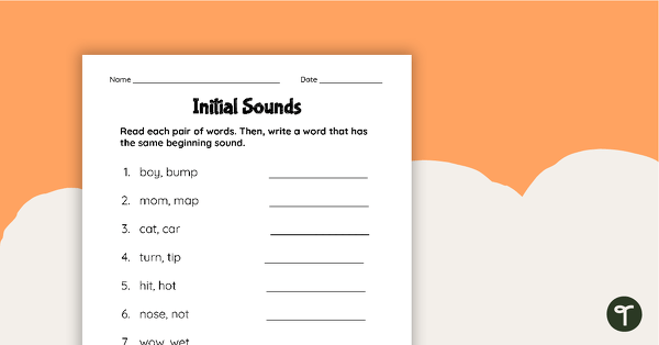 Initial Sounds Worksheet teaching resource
