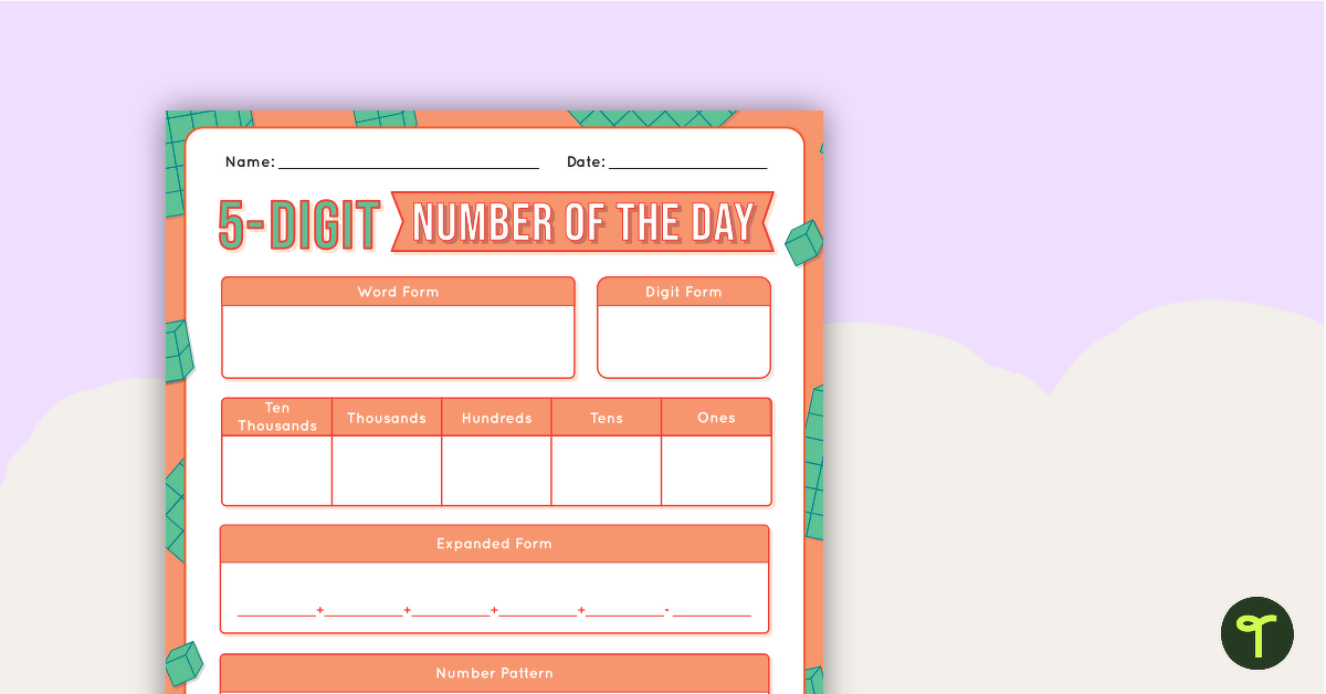 5-Digit Number of the Day Worksheet teaching resource