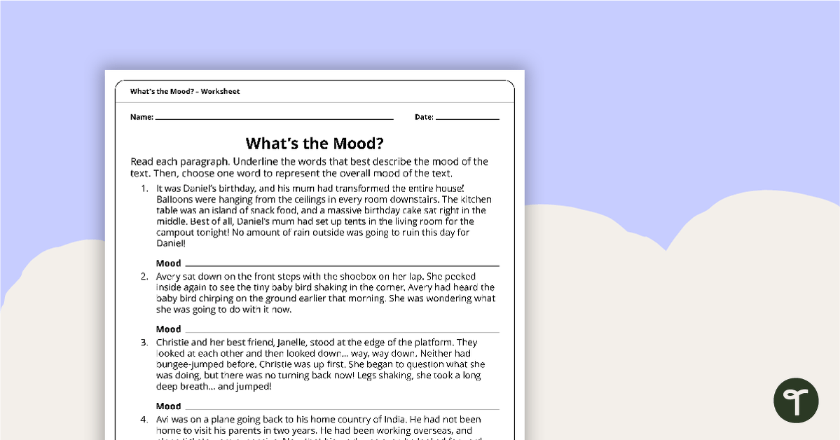 What's the Mood? - Worksheet teaching resource