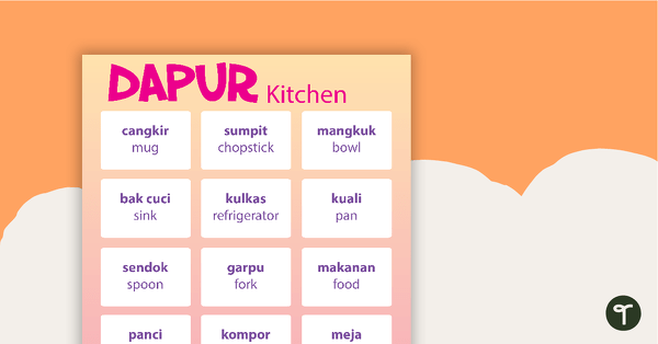 Go to Kitchen - Indonesian Language Poster teaching resource