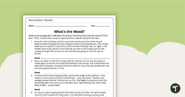 What's the Mood? - Worksheet teaching resource