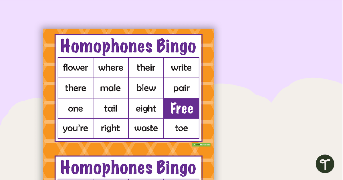 Homophones Bingo teaching resource