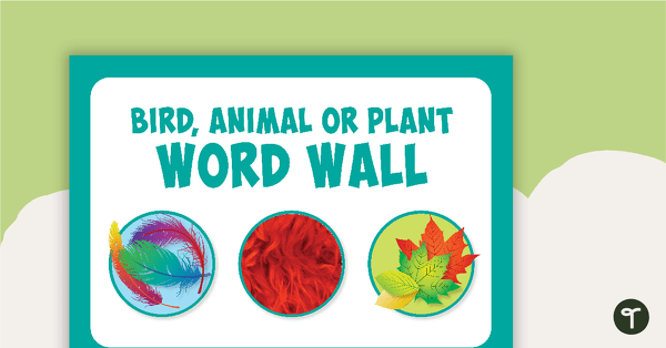 Go to Bird, Animal or Plant Word Wall Vocabulary teaching resource
