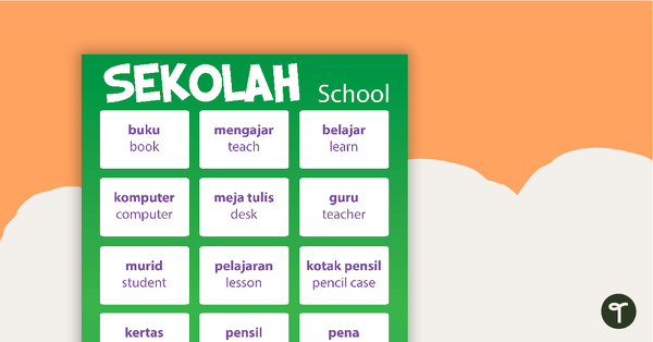 School - Indonesian Language Poster teaching resource