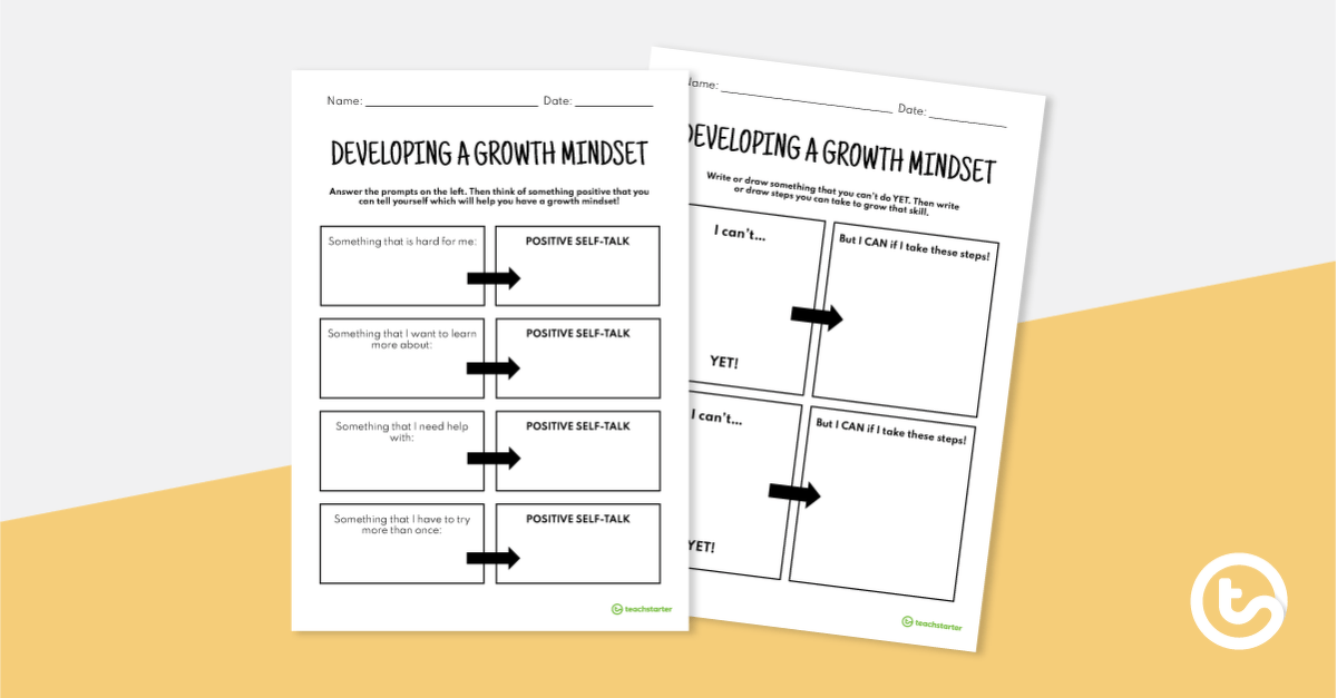 Developing a Growth Mindset – Worksheets teaching resource