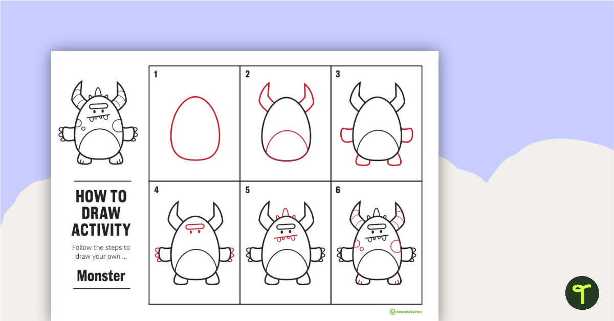 How to Draw a Monster for Kids - Directed Drawing teaching resource