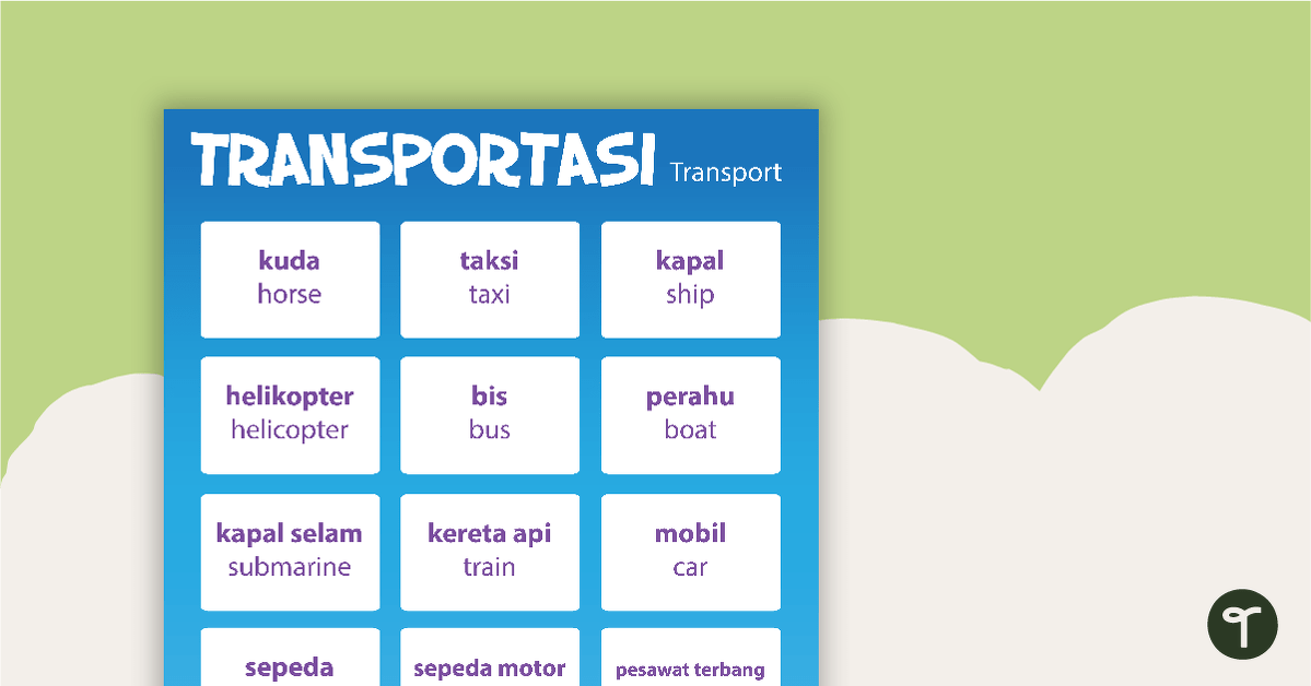 Transport - Indonesian Language Poster teaching resource