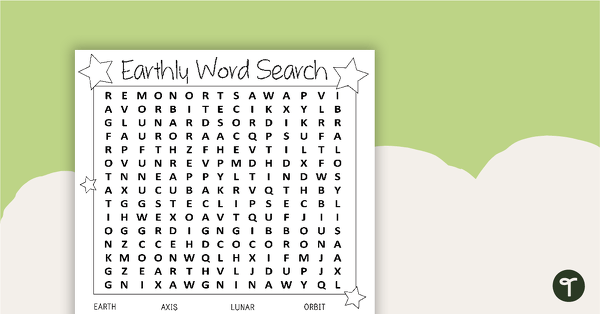 Earthly Word Search with Answers teaching resource