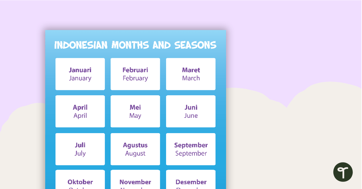 Months and Seasons - Indonesian Language Poster teaching resource