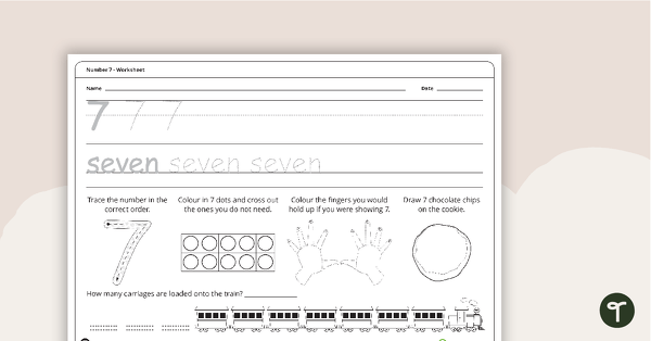 Preview image for Number Worksheet - 7 - teaching resource