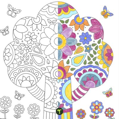 Mindful Coloring Sheet - Tree teaching resource