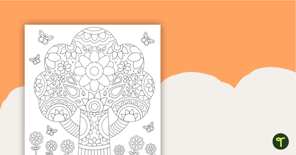 Image of Mindful Coloring Sheet - Tree