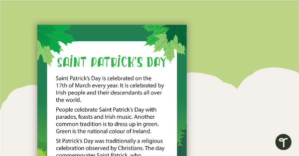 Preview image for Saint Patrick's Day Information Poster - teaching resource