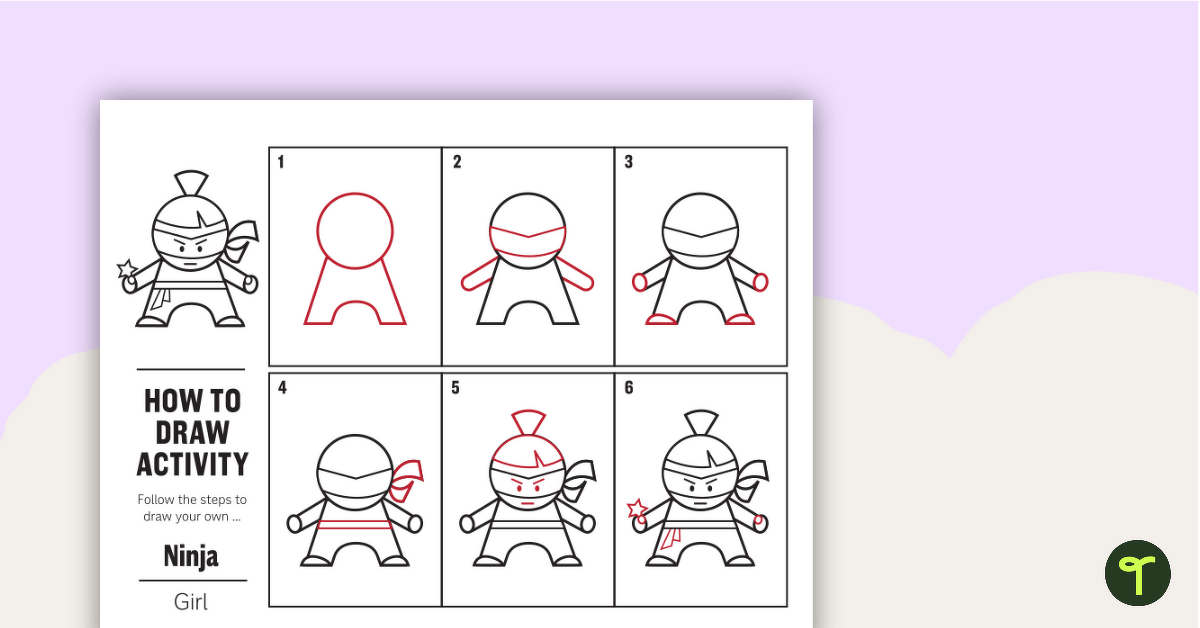 How to Draw for Kids - Ninja Girl teaching resource