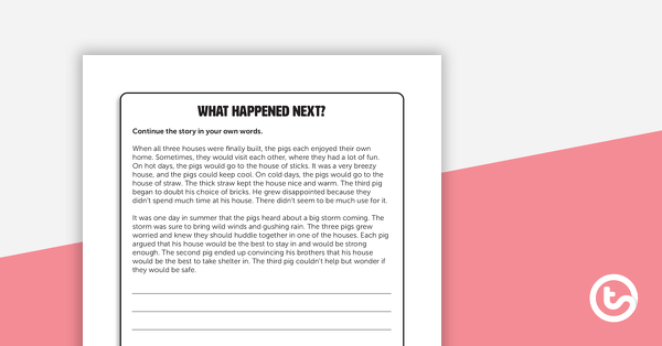 What Happened Next? The Three Little Pigs Writing Template teaching resource
