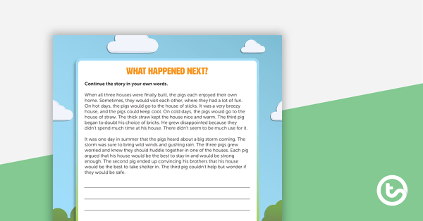 Go to What Happened Next? The Three Little Pigs Writing Template teaching resource