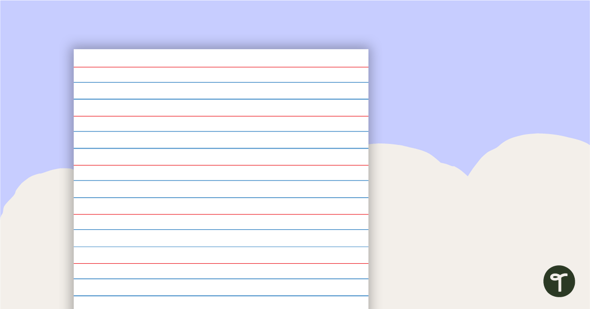 Handwriting Paper with Red Guidelines - Portrait | Teach Starter