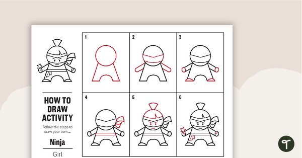 Preview image for How to Draw a Ninja Girl for Kids - Task Card - teaching resource