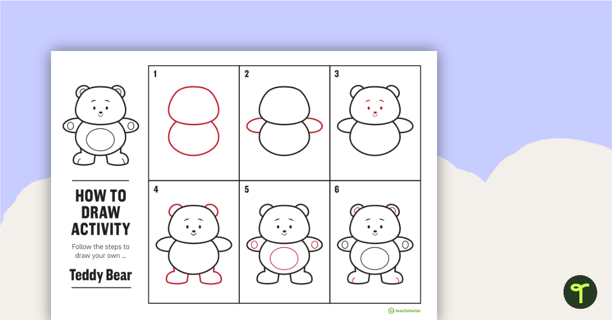 How to Draw a Teddy Bear for Kids- Task Card | Teach Starter