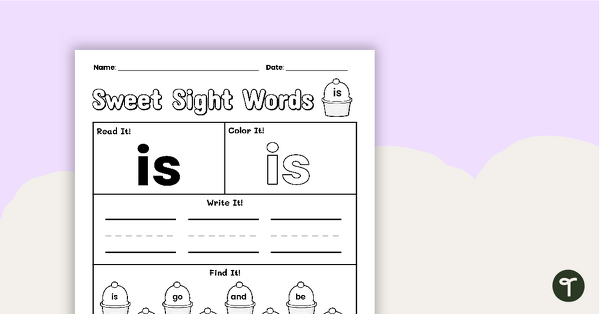 Sweet Sight Words Worksheet - IS teaching resource