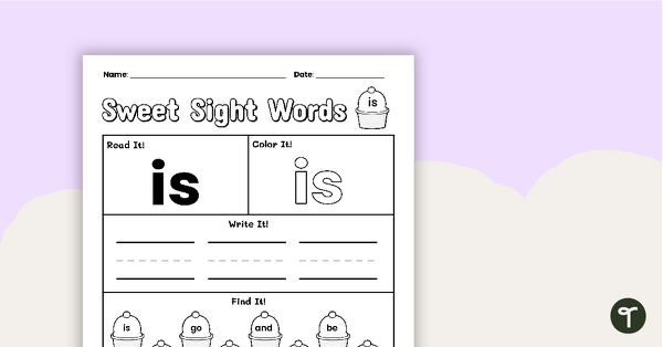 Sweet Sight Words Worksheet - IS | Teach Starter