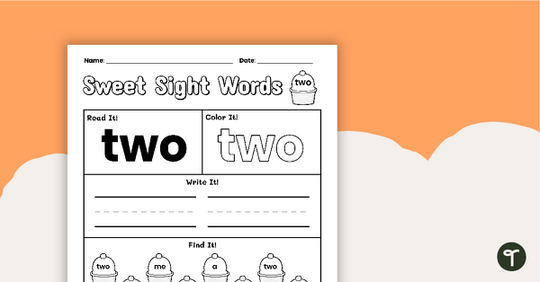 Sweet Sight Words Worksheet - TWO teaching resource