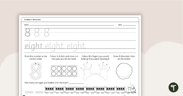 Preview image for Number Worksheet - 8 - teaching resource