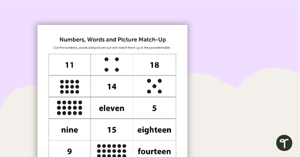 Go to Number, Word and Picture Match-Up Worksheet teaching resource