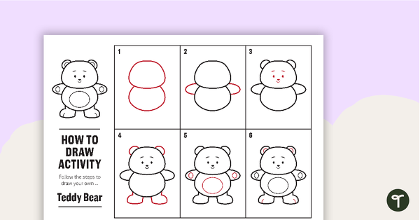 Preview image for How to Draw a Teddy Bear for Kids - Task Card - teaching resource