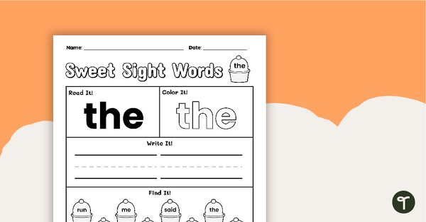 Preview image for Sweet Sight Words Worksheet - THE - teaching resource
