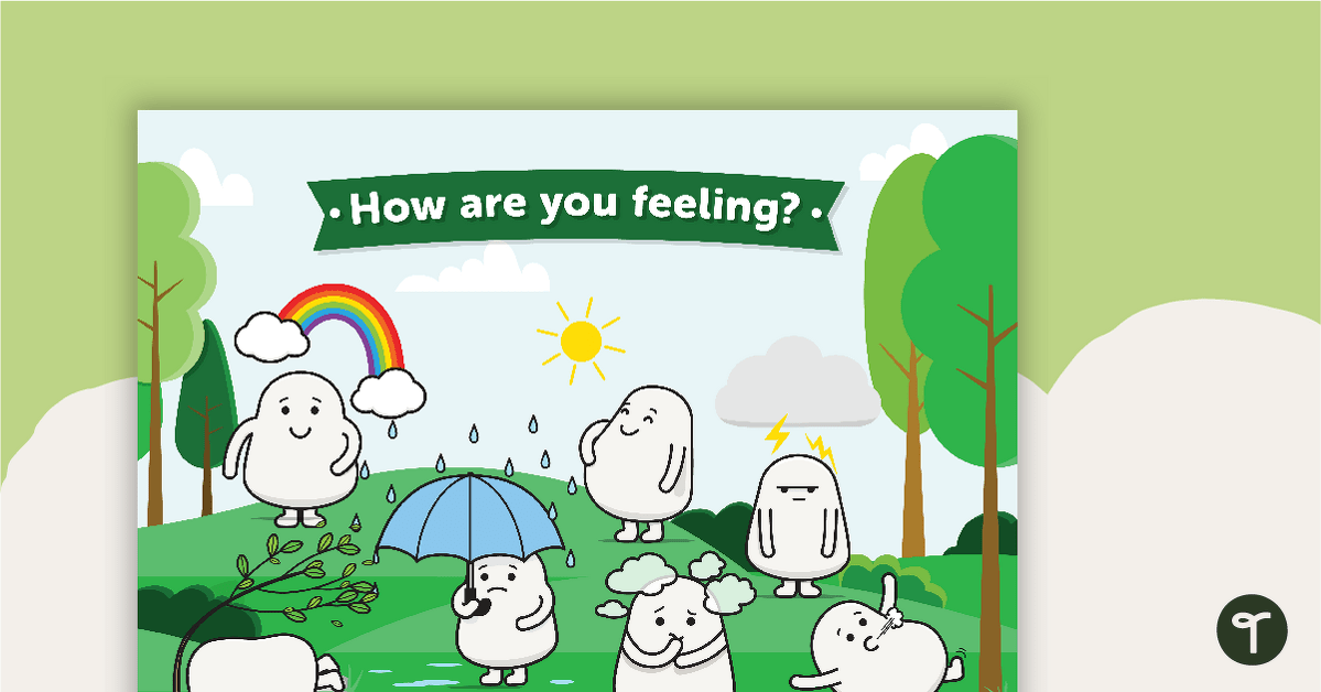 Weather-Themed How Are You Feeling? Poster and Flashcards teaching resource