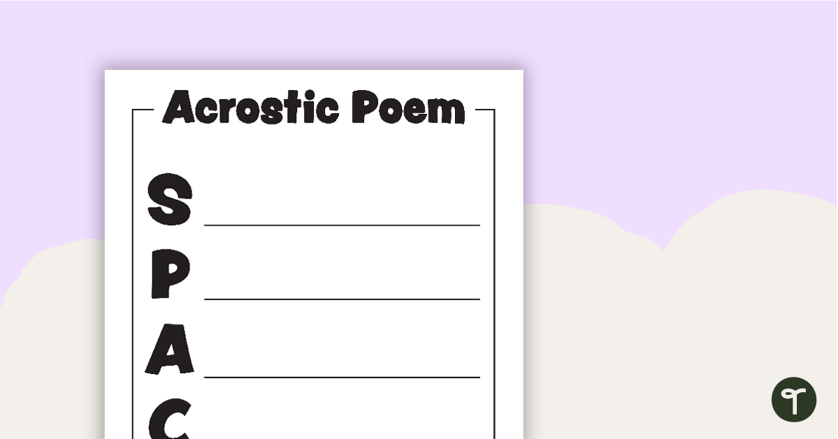Acrostic Poem Template - SPACE teaching resource