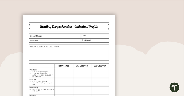 Go to Guided Reading Groups - Comprehension Checklist (Individual Profile) teaching resource