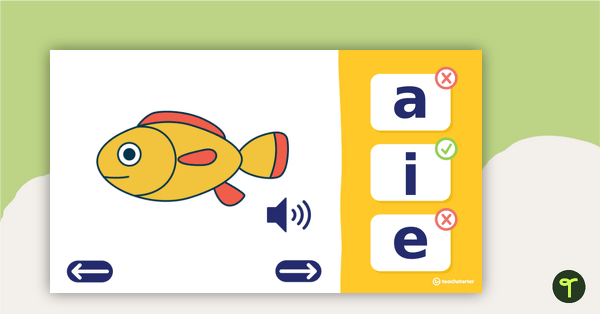 Identifying Short Vowel Sounds Interactive PowerPoint teaching resource