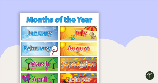 Months of the Year Poster - Northern Hemipshere teaching resource