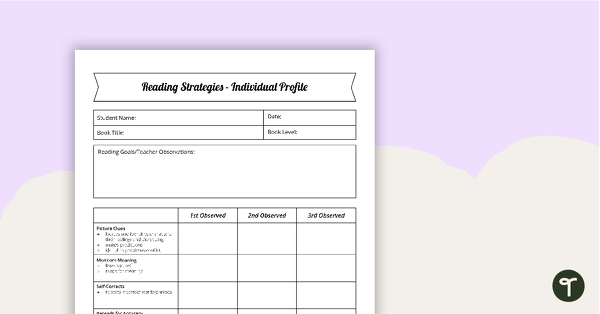 Guided Reading Groups - Reading Strategies Checklist (Individual Profile) teaching resource