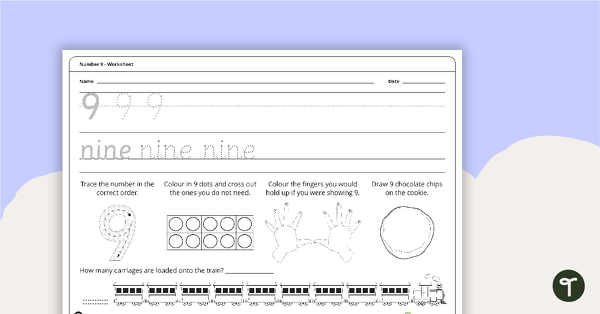 Preview image for Number Worksheet - 9 - teaching resource
