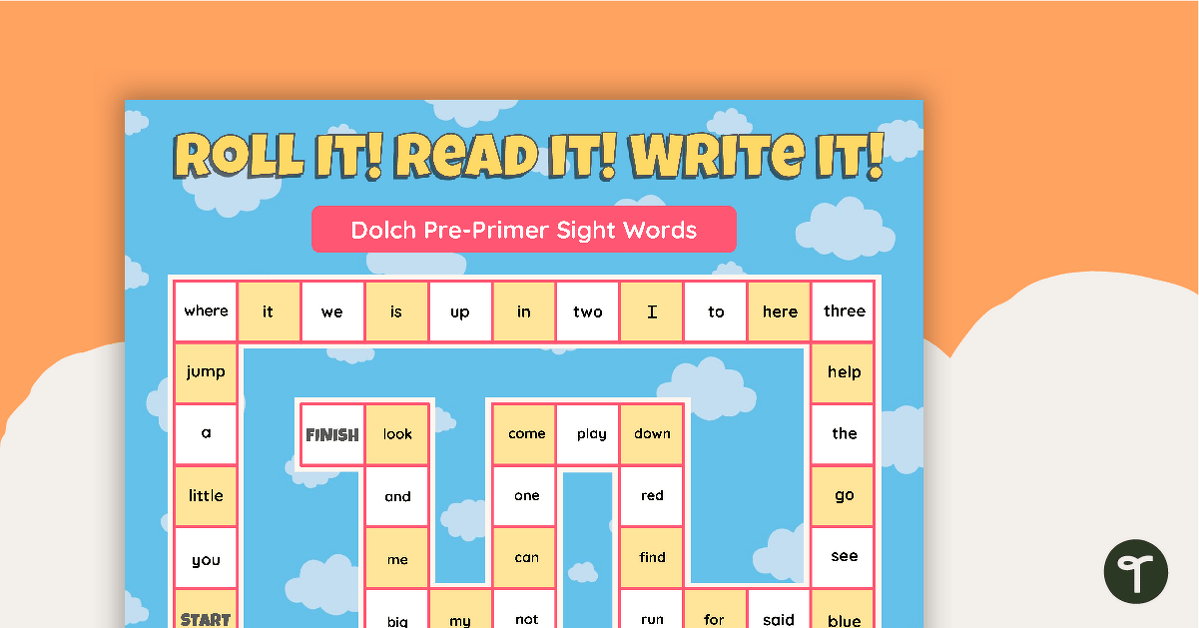 Roll it! Read it! Write it! Dolch Pre-Primer Sight Words teaching resource