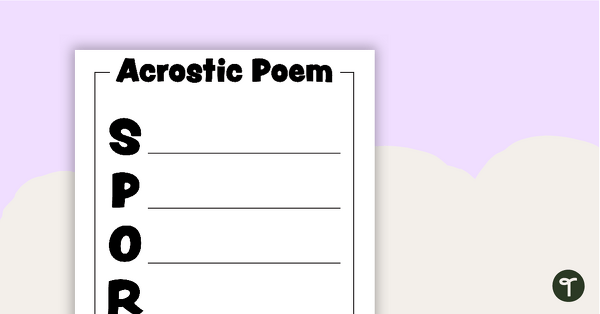 Acrostic Poem Template - SPORT teaching resource