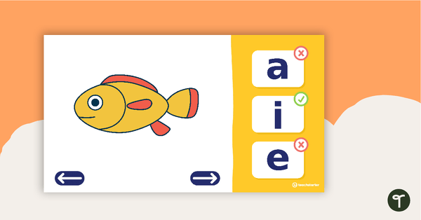 Identifying Short Vowel Sounds Interactive PowerPoint teaching resource