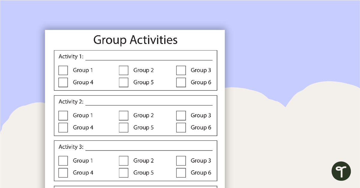Group Activities Checklist teaching resource