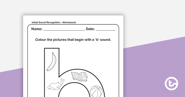 Initial Sound Recognition Worksheet (Lower Case) – Letter b teaching resource