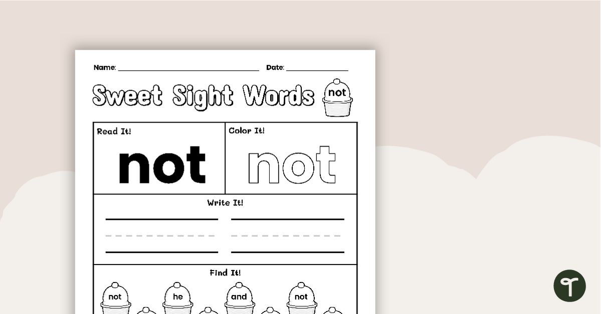 Sweet Sight Words Worksheet - NOT teaching resource
