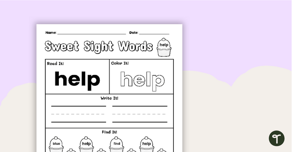 Go to Sweet Sight Words Worksheet - HELP teaching resource